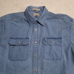 L.L. Bean Traditional Fit Over Dyed Distressed Sun Washed Shirt Large EUC